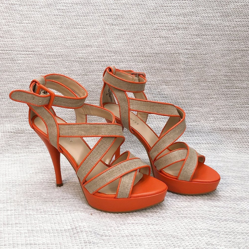 Nine West Beige/Orange Heel Sandals (7, NWT)